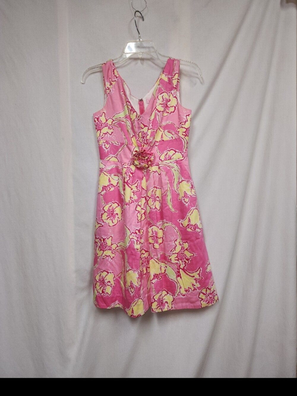Lilly pulitzer womens size 0 pink yellow knee length floral dress